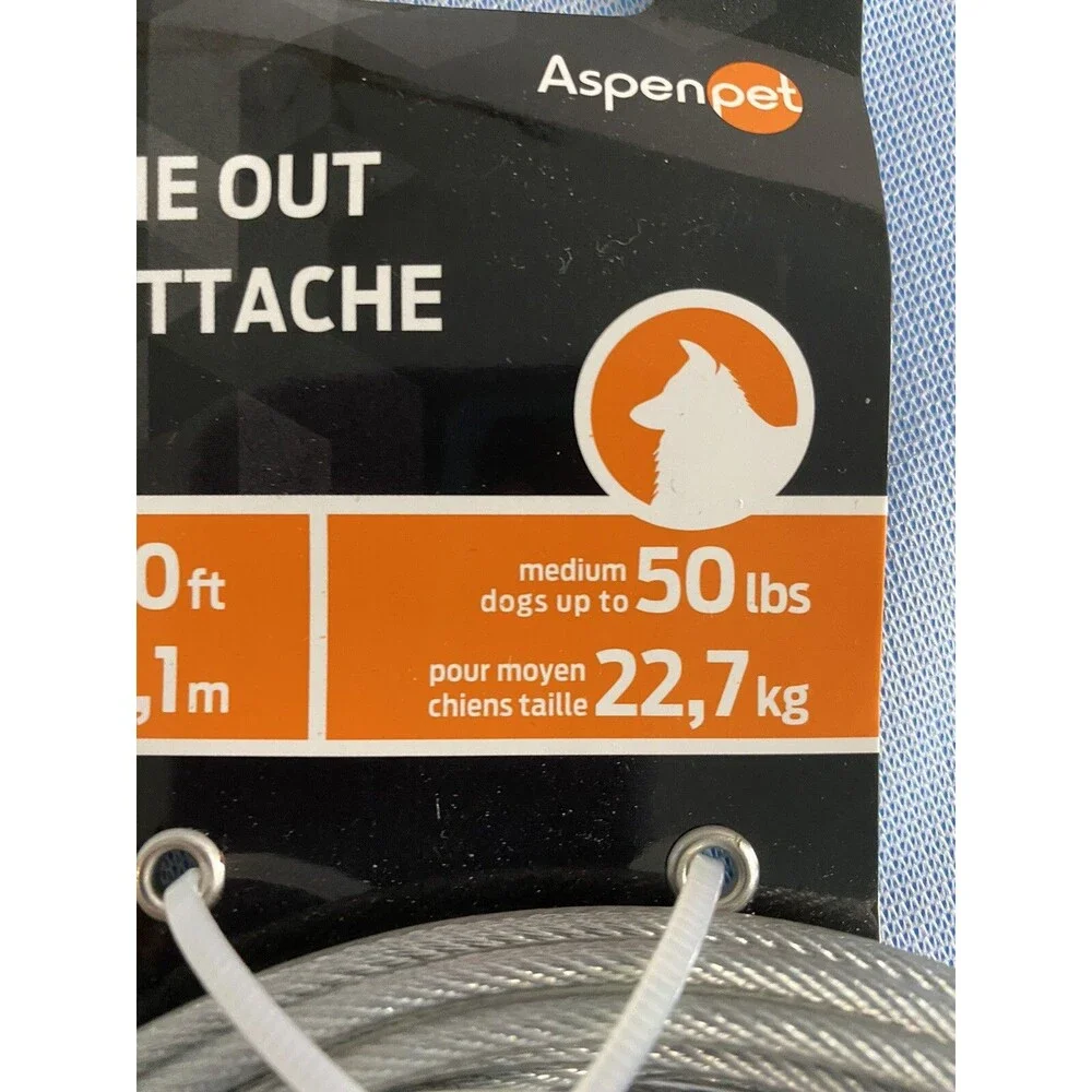 Petmate 1700-Pound Break Strength Tieout Cable, 20 - Feet Silver